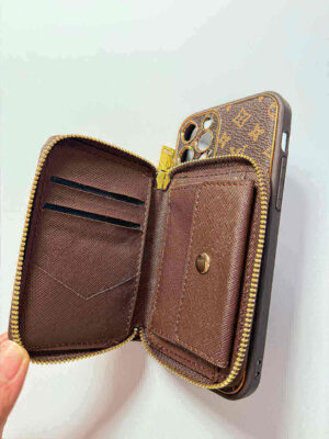 Brown iPhone case 2004 small | Accordion card holder (subject to the video)